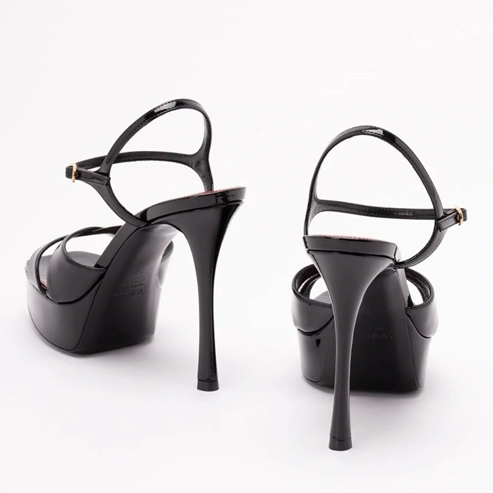 SAINT LAUREBT Debbie 110 Patent Leather Heels Sandals - Picture 5 of 6